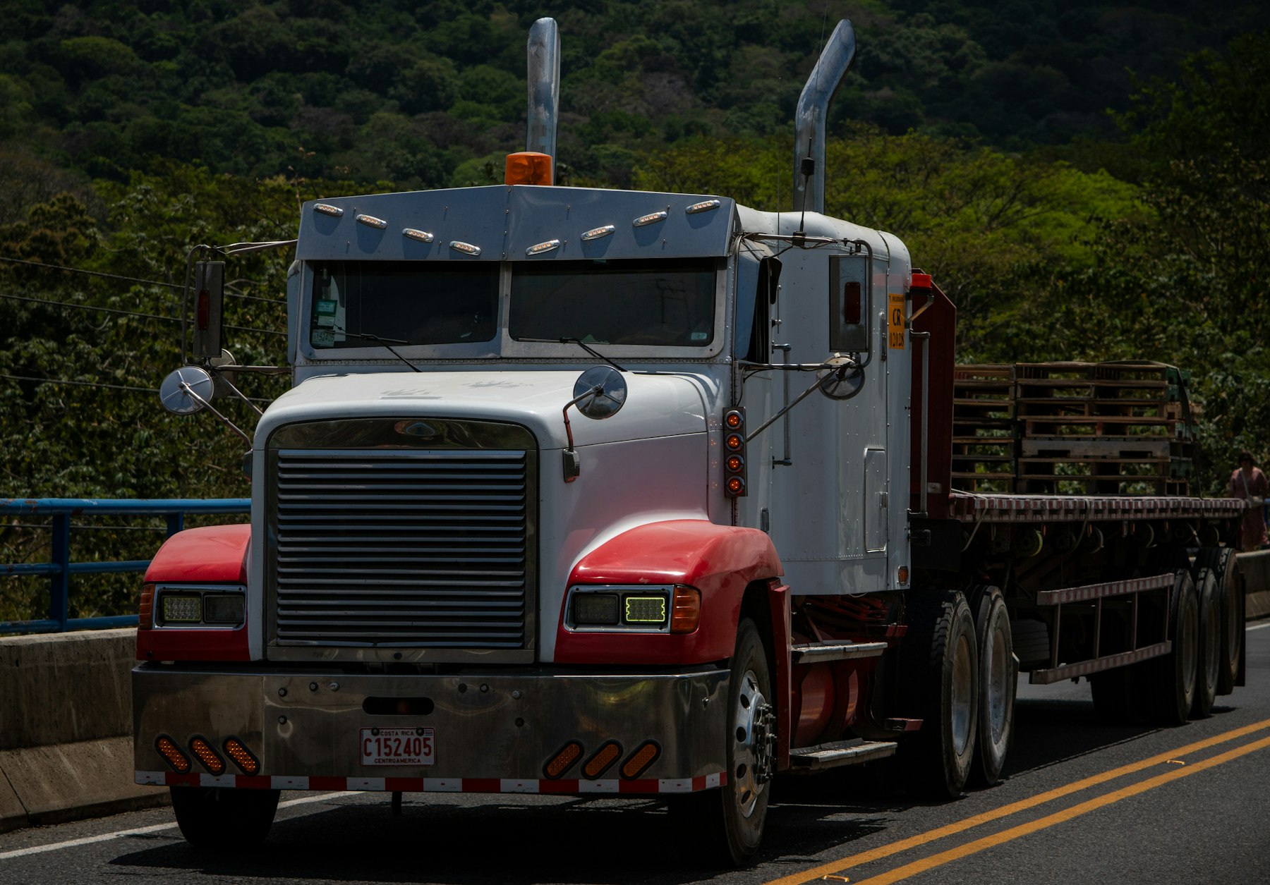 A freight truck on a mountain road