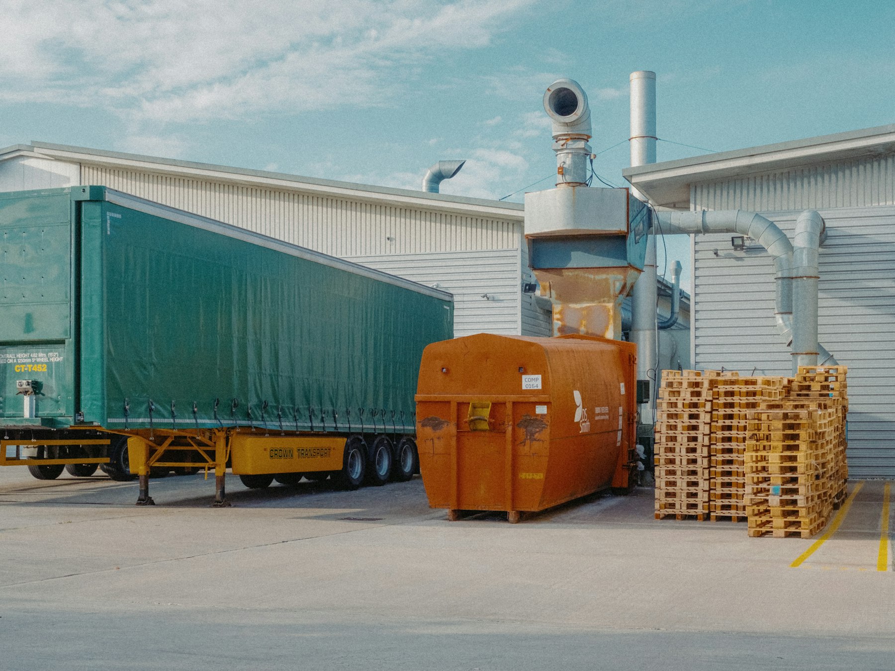 Trailer parked at a warehouse